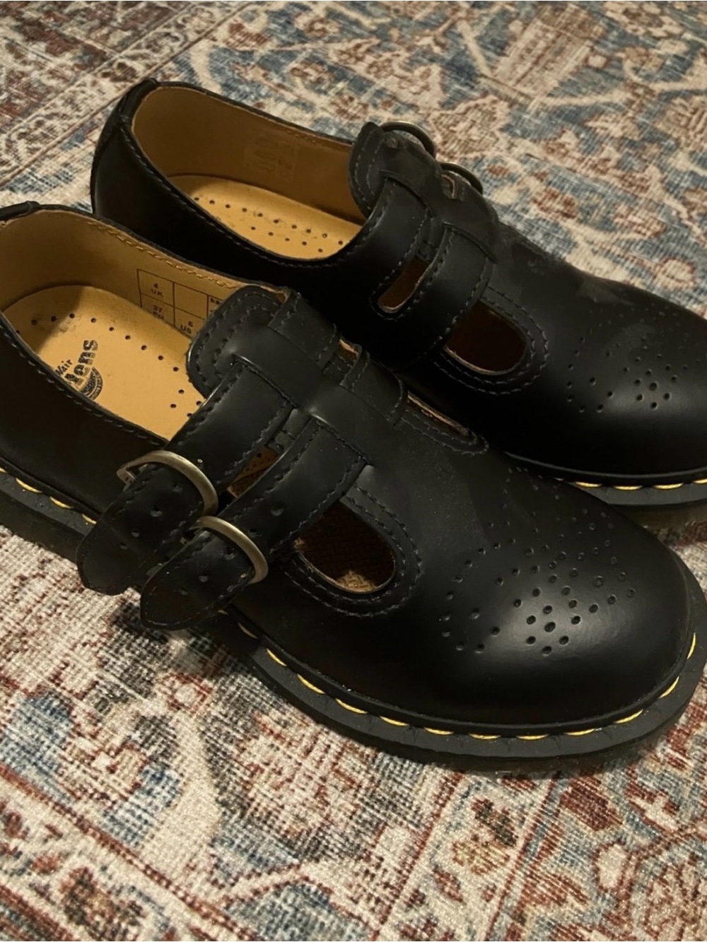 Mary Jane Leather Shoes with Double Buckle